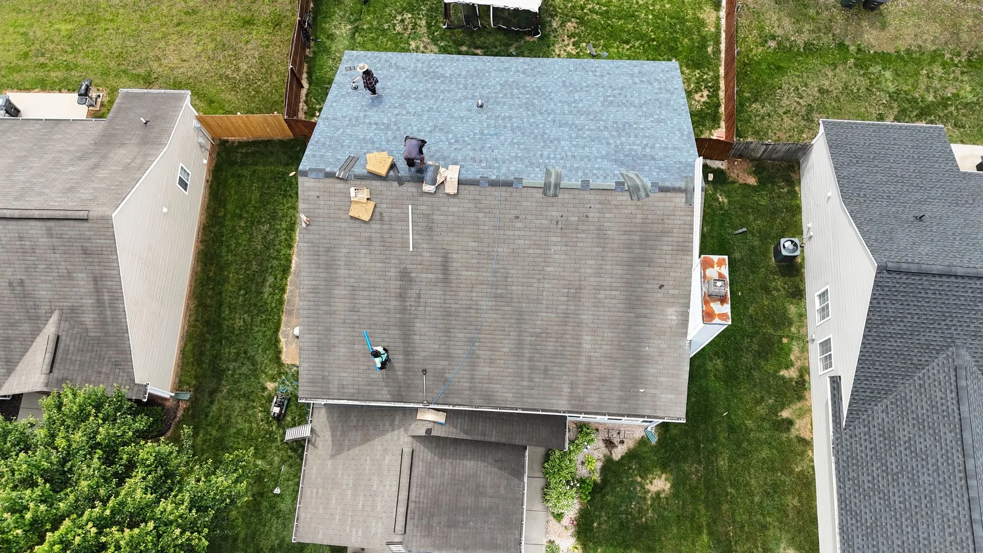 Half new roof half old roof